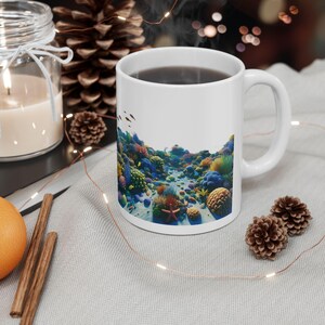 Underwater 3D Ocean Scene Ceramic Mug, Colorful Fish and Seaweed Design, Beach Lover Gift, Coffee Cup, Tea Mug, Kitchen Decor, Marine Life