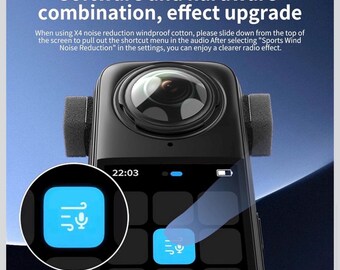 Insta360 x4 x5 microphone with wind noise reduction, mic muff