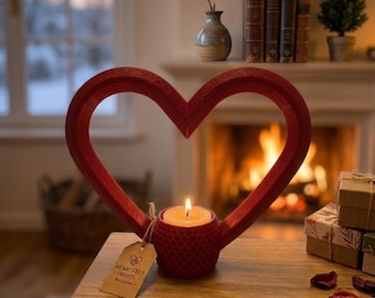 Red Heart Candle Holder | Valentine's Day Gift | Romantic Home Decor | Tealight Candle Holder | Anniversary Gift