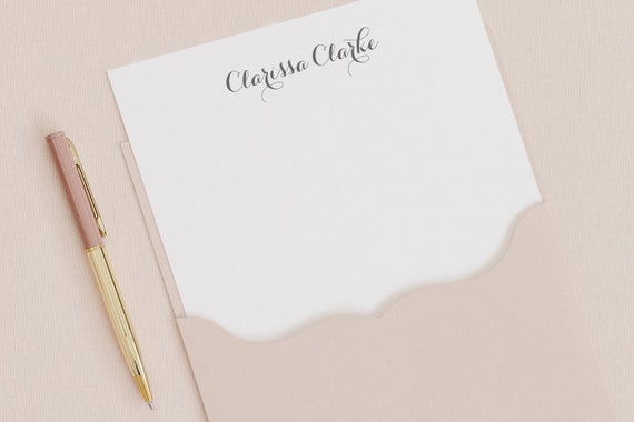 personalized stationery and envelopes letterhead stationery set letter writing paper thank you note calligraphy script font half sheet stationery