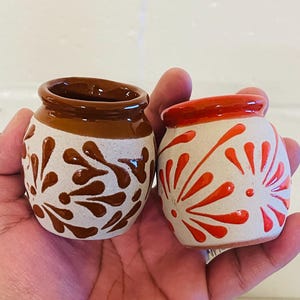 Mini Talavera Cantaritos: Mexican Tequila Shot Glasses, Party Favors (8pc Set)