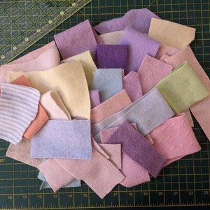 80g pure cashmere craft pack - felted and part felted pieces. Up-cycled from cashmere jumpers. Pastels, Brights, Forest and Monochrome