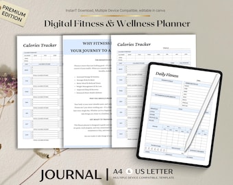 Digital Fitness Planner | Workout Tracker, Gym Log (Printable PDF Download)