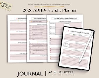 Agenda per persone con ADHD / Produttività, concentrazione, funzioni esecutive (download digitale)