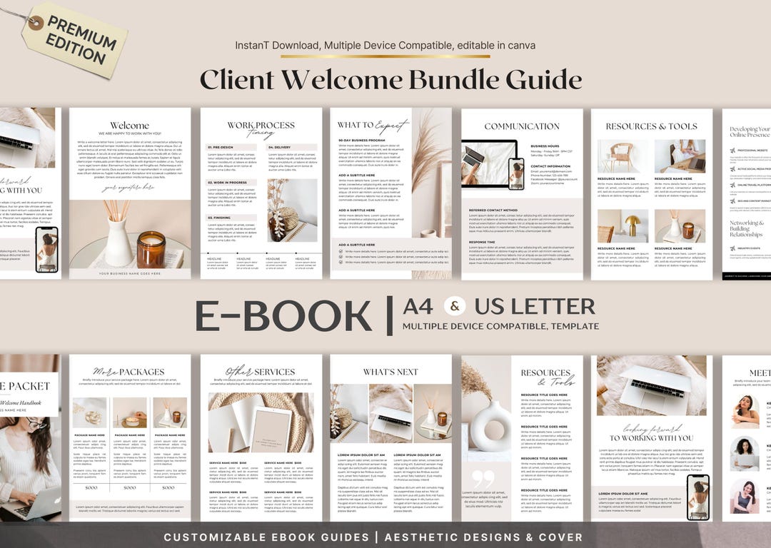 Impress Clients Professionally | Client Welcome Bundle Canva Template ...