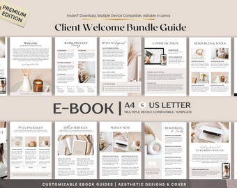 Szablon Canva dla pakietu powitalnego dla klienta | E-book z przewodnikiem po wdrażaniu (do pobrania w wersji cyfrowej)