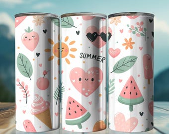 Personalized Summer Tumbler Wrap PNG | Tropical Skinny Tumbler Design (Digital Download)