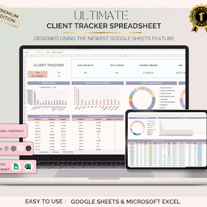 Client Tracker Spreadsheet, CRM Template for Small Business, Contact Log, Project Tracking Sheet, Google Sheets and Excel, Instant Download