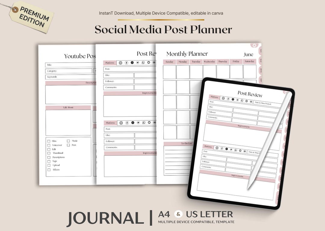 Social Media Post Planner | Content Calendar Scheduler (digital ...