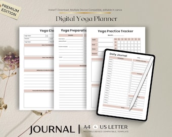 Digital Yoga Planner | Daily Wellness, Self-Care, Mindfulness Tracker (Digital Download)