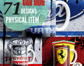 Personalized mugs, mugs with car designs, gift mugs, mugs with car brands, family gift mugs, personalized 11 oz mugs, mug car designs