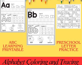 Printable letter of the week worksheets, alphabet tracing, alphabet coloring, preschool curriculum, toddler activity book, learning folder