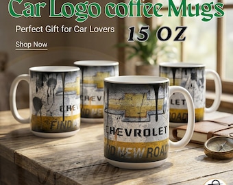 Car Design Coffee Mug, 15 oz Mug, Gift for Car Lovers, Automotive Mug, Car-Themed Mug, Unique Gift for Him, Mug for Car Enthusiasts