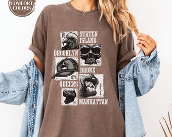 New York graphic tee, Brooklyn tee, Manhattan tee, unisex tee, urban tee. Comfortable colored tee