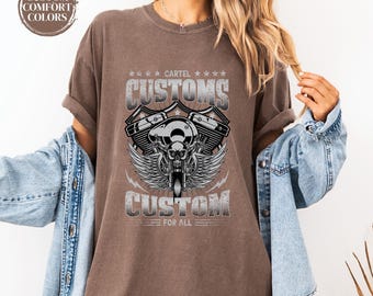 Biker T-shirt, skull graphic T-shirt, unisex T-shirt, comfortable color T-shirt, retro style T-shirt, custom motor T-shirt