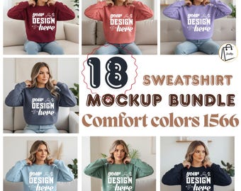 Comfort Colors 1566 Mockup Pack, Comfort Colors Sweatshirt Mockup Pack, Crew Neck Mockup 1566, Comfort Colors 1566 Pack
