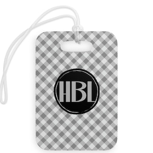 Gepersonaliseerde heren geruite bagagelabel met monogram - aangepaste identificatiecode reistas, naam-ID, kofferlabel, bagageaccessoire, cadeau voor hem