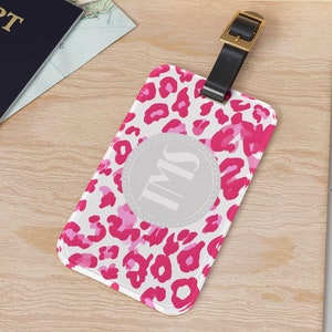 Personalized Leopard Print Luggage Tag, Monogram Bag Tag, Gift For traveler, suitcase identifier, Personalized Gift