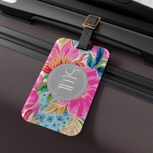 Personalized Luggage Tag for Her, Floral Bag tag, Monogram Luggage Tag, Personalized Travel Accessories