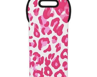 Bolsa de neopreno reutilizable para botellas de vino con estampado de leopardo