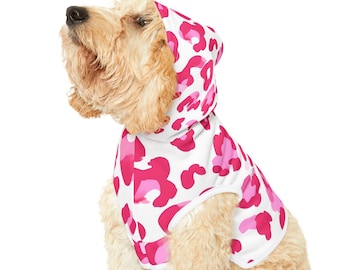 Felpa con cappuccio leopardata rosa per animali domestici: comoda felpa per cani/gatti