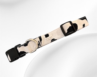 Cow Print Dog Collar: Adjustable Cotton Webbing Collar