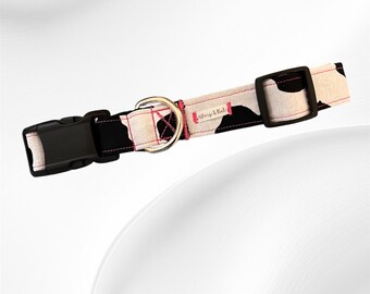 Cow Print Dog Collar: Pink Cotton Wrapped Adjustable Collar