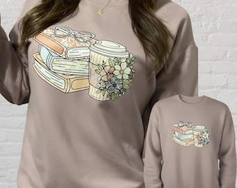 Floral Book Lovers Crewneck - Paragon Purple