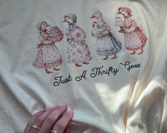 Thrifty Goose T-Shirt, Comfort Colors Ivory Tee, Cottagecore Goose Shirt, Vintage Thrift Aesthetic Graphic, Farmhouse Style Unisex Shirt
