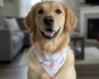 Cotton Candy Dog Bandana | Pastel Pet Scarf, Over the Collar