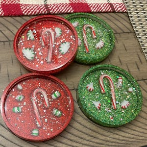 Dessous de verre de Noël en sucre de canne de Noël | Décoration des Fêtes | Dessous de verre de Noël