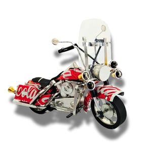 Recycled Tin Can Motorcycle Chopper Model – Handcrafted Coca-Cola Inspired Model | Vintage Collectible
