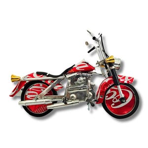 Coca-Cola Harley Davidson Chopper Model - Handmade from Recycled Soda Cans | Vintage Tin Can Motorcycle
