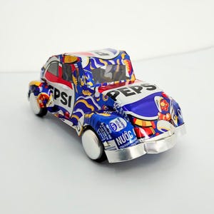 Recycled Tin Can Model: Handcrafted Beetle car Collectible