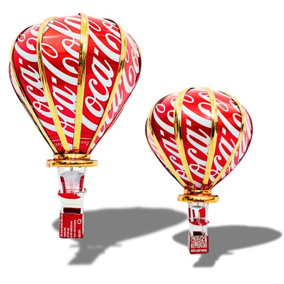 global shipping - Coca-Cola Hot Air Balloon Model: Recycled Tin Can Art