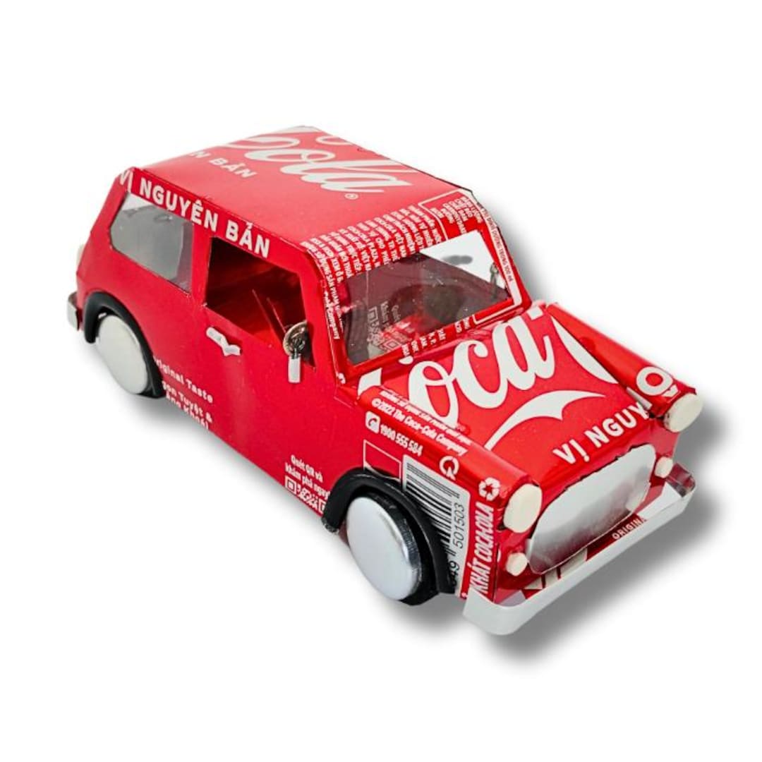 Coca Cola Mini Cooper Car Model – Handmade From Recycled Soda Cans