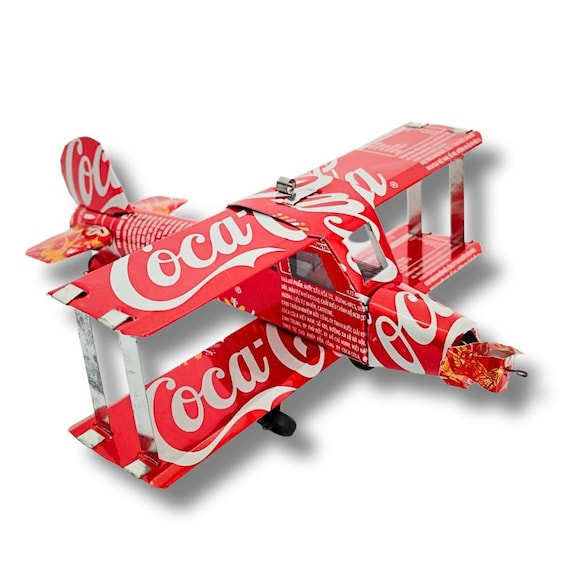 Global Shiping - Handmade Coca-cola Biplane Model: Recycled Tin