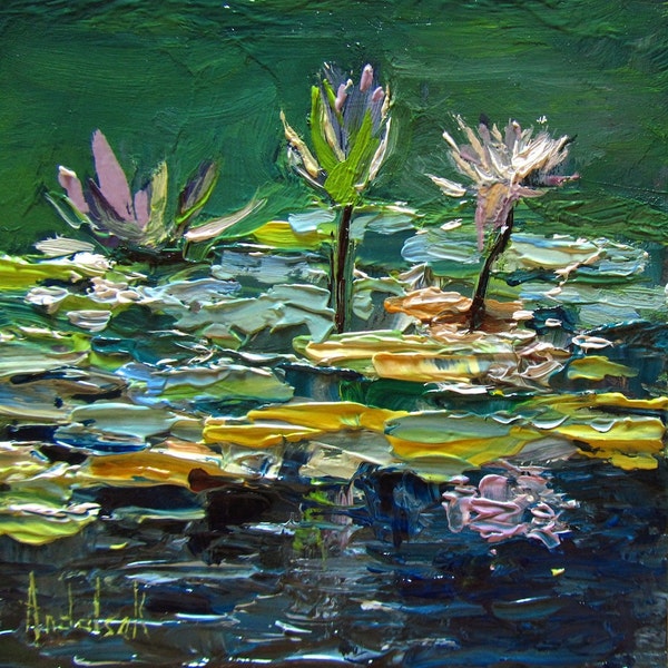 Andolsek Art, ORIGINAL OIL Painting OOAK,Garden,Flowers,'Misty Eyed Adventures', 5x5