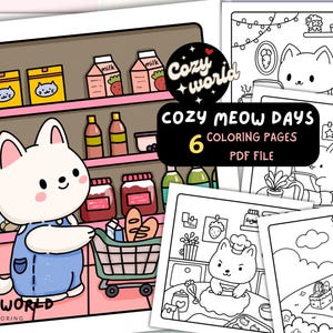 Kawaii Chibi Cat Coloring Pages Bundle Aesthetic Printable Coloring Book for Kids and Adults Hand-Drawn Cozy Cat Doodles Relaxing Fun PDF