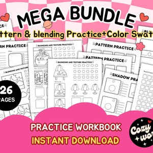 Coloring pages to Practice Skills and techniques, Coloring pattern practice, Color Swatch Charts, Blending practice sheet instant download