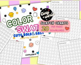 Blank Color Swatch Charts Printable Instant Download Palette Sheets Alcohol Marker Color Sheet Instant Download Palette Sheets Coloring Book