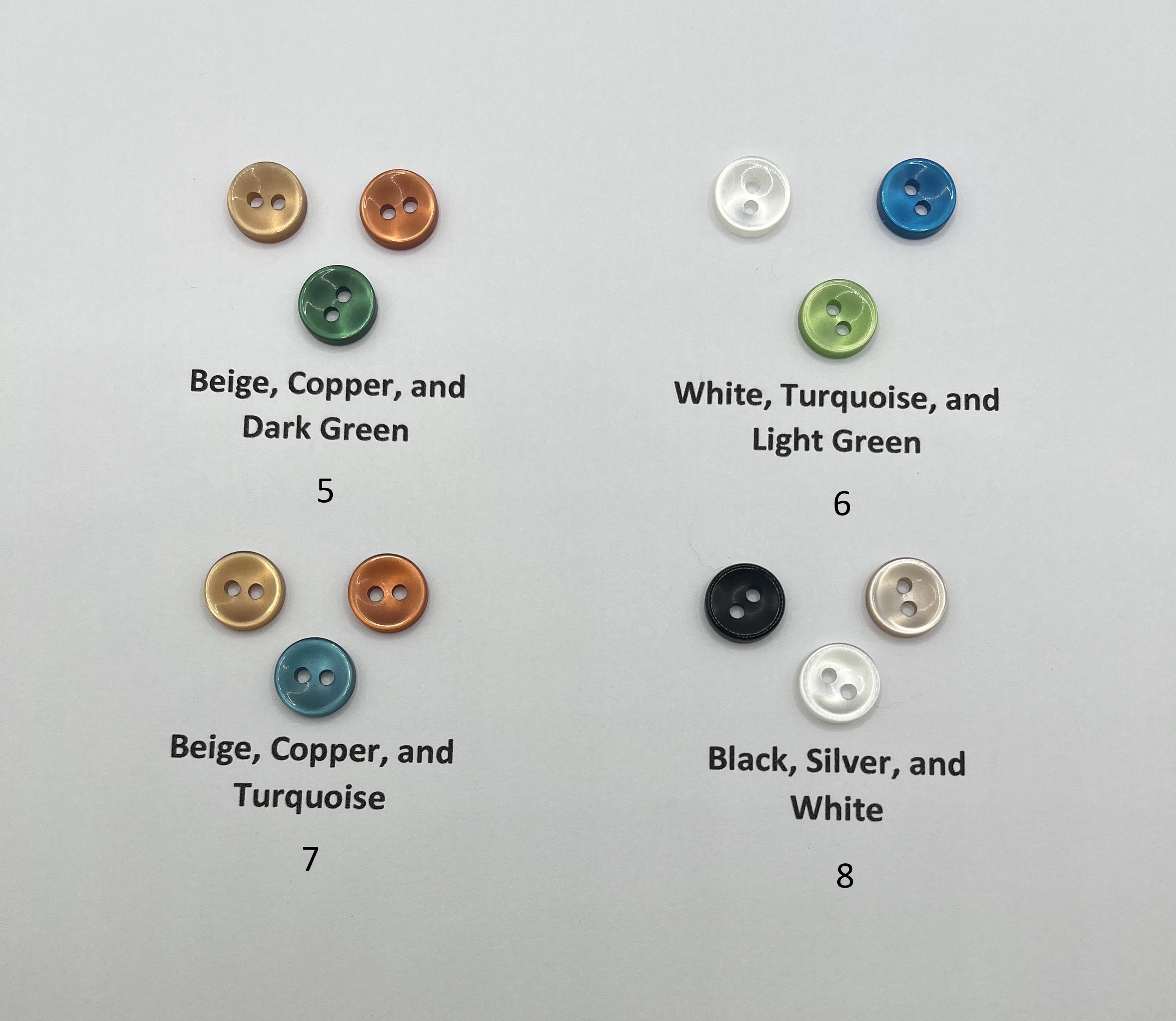 Button Color Combinations - New 2-hole Pearl Finish 7/16