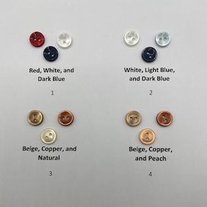 Button color combinations - New 2-hole pearl finish 3/8" buttons. Package of 72.