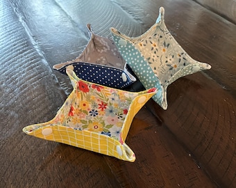 Miniature fabric snap tray - collapsible 3" trinket tray