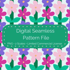 Frühling Floral Datei PNG Blumenmuster Streifen Digitales Papier, rosa lila Druck Sofort-Download für Handwerk DIY Benutzerdefinierte Stoff