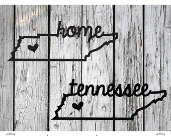 SVG, PNG, DXF Cut File, Tennessee Home Sweet Home, Silhouette Cut File, Cricut Cut File, Heart, State, Volunteer State