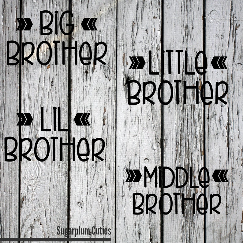SVG, PNG, DXF, Big Brother, Little Brother, Lil Brother, Middle Brother, Silhouette Cut File, Cricut Cut File, vector, Siblings, Brothers image 1