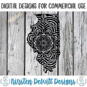 SVG, PNG, Cut File, Illinois Home Sweet Home, Silhouette Cut File, Cricut Cut File, Heart, State, Illinois, Illinois Mandala, Mandala