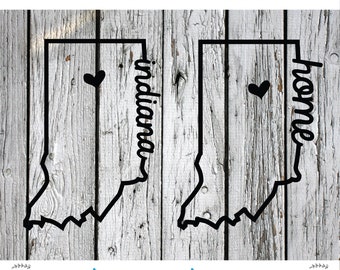 SVG, PNG, Studio3 Cut File, Indiana Home Sweet Home, Silhouette Cut File, Cricut Cut File, Heart, State, Hoosier