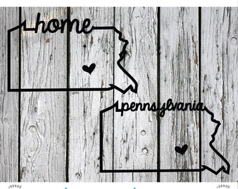 SVG, PNG, Cut File, Pennsylvania Home Sweet Home, Silhouette Cut File, Cricut Cut File, Heart, State, Penn state, Pennsylvania svg